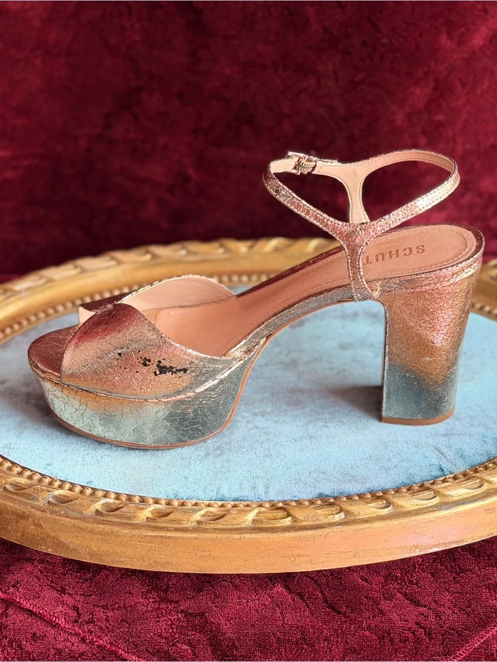 SCHUTZ Metallic Gold Platform Sandal